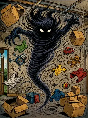 Illustration of The Clutter Poltergeist, the clutter villain