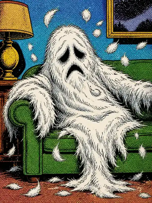 Illustration of The Fur Phantom, the pet-fur villain